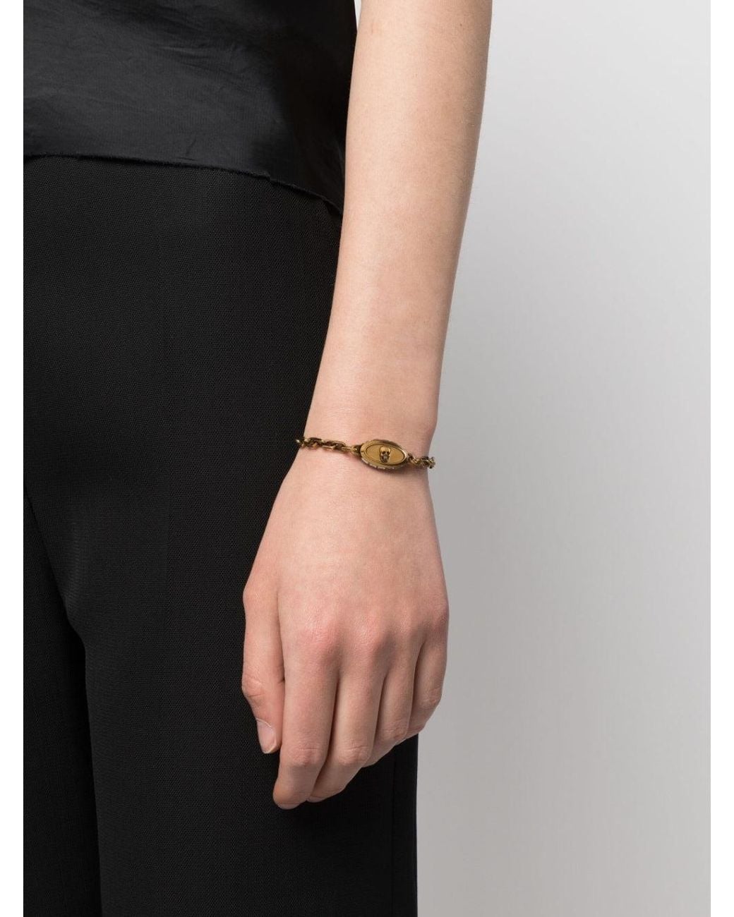 McQueen Metallic Skulldetail Chainlink Bracelet