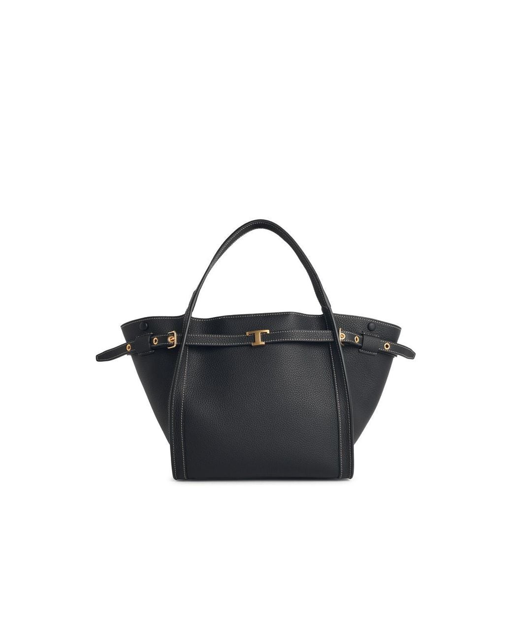 Tod's Black 'T Signature' Small Lear Shopping Bag