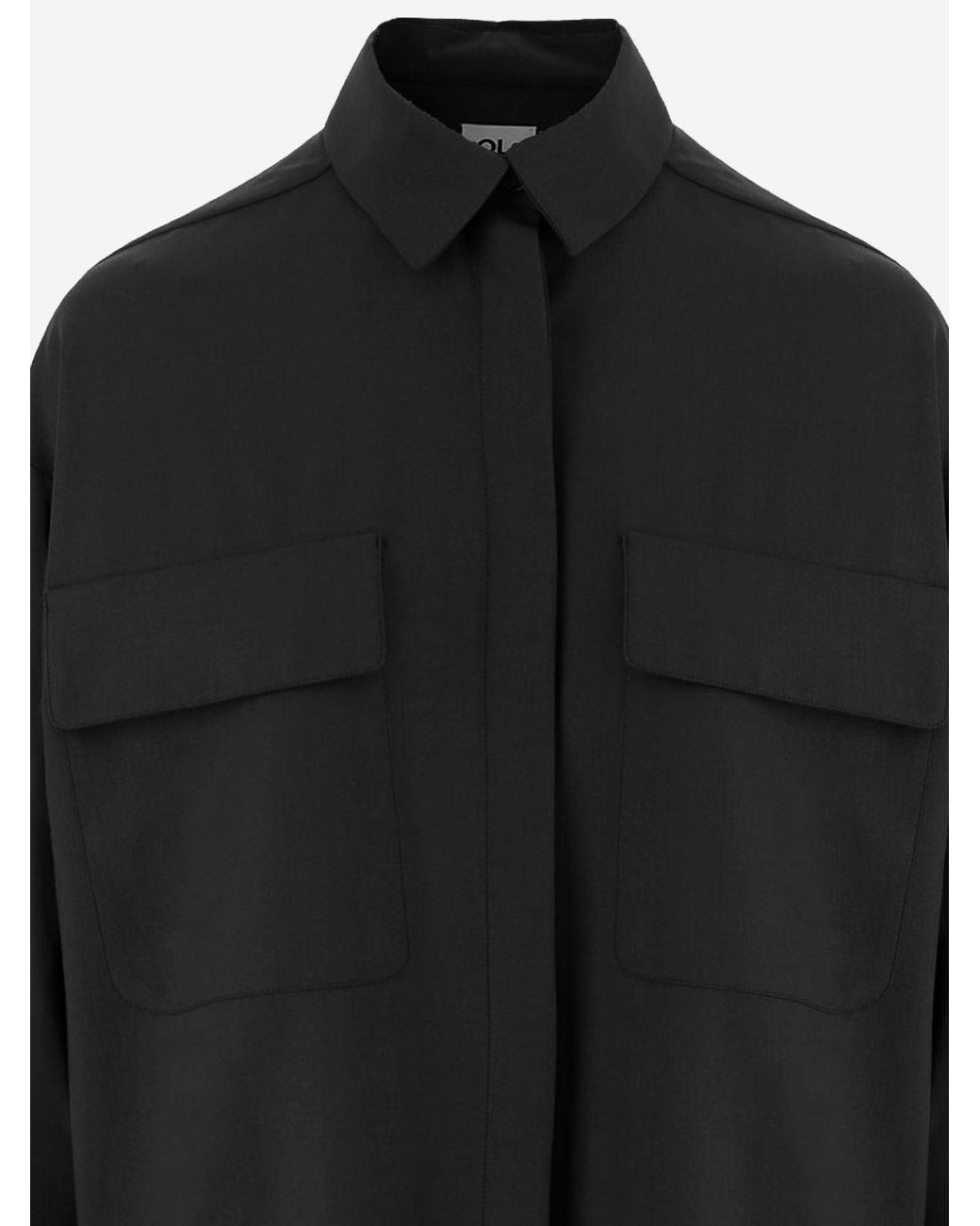 QL2 Donna Black Stretch Wool Blend Shirt