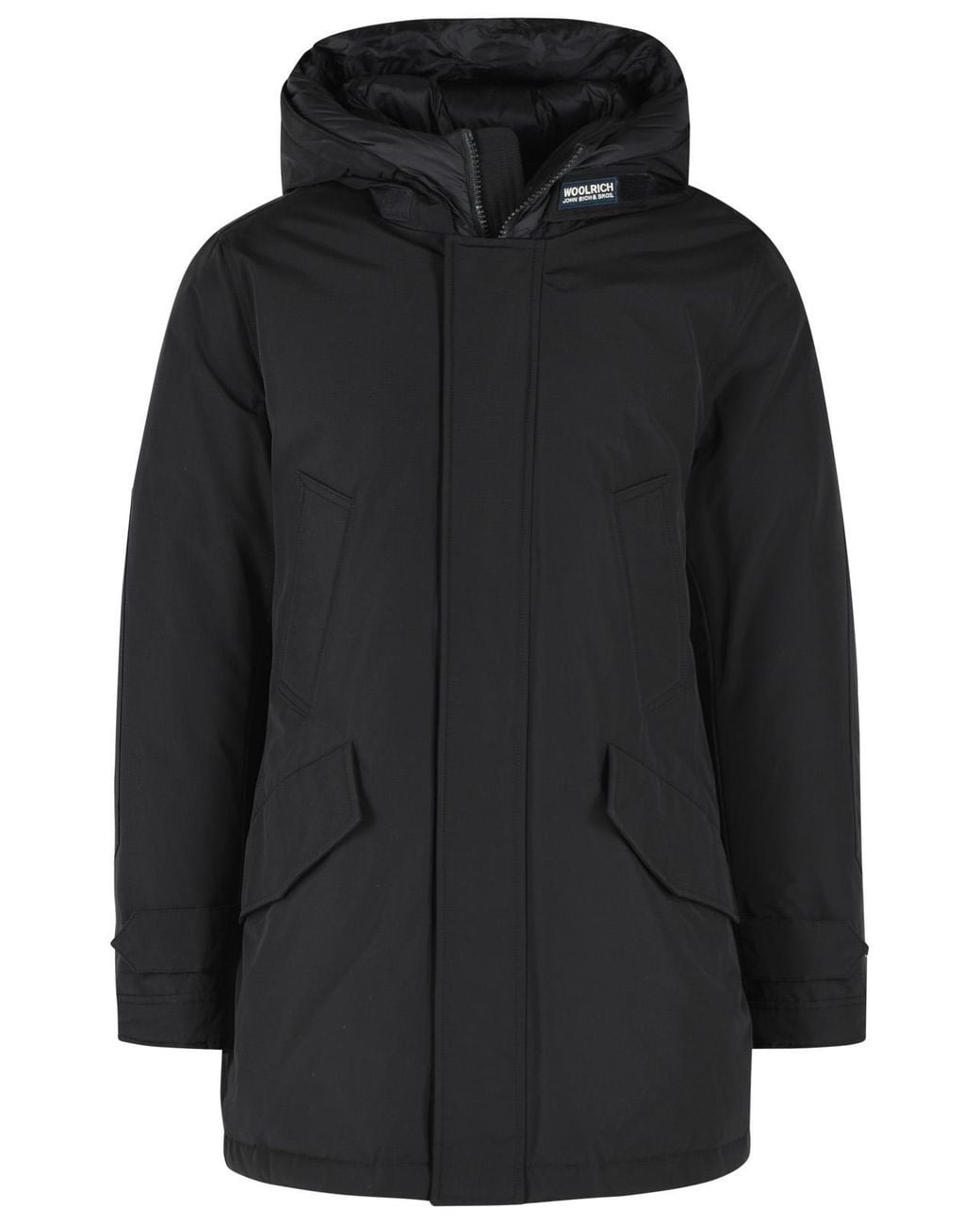 Woolrich Black 'Polar High Collar' Cotton Blend Parka for men