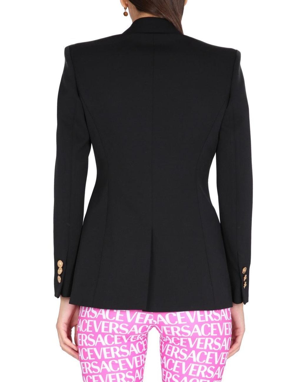 Versace Black Single Breasted Wool Jacket