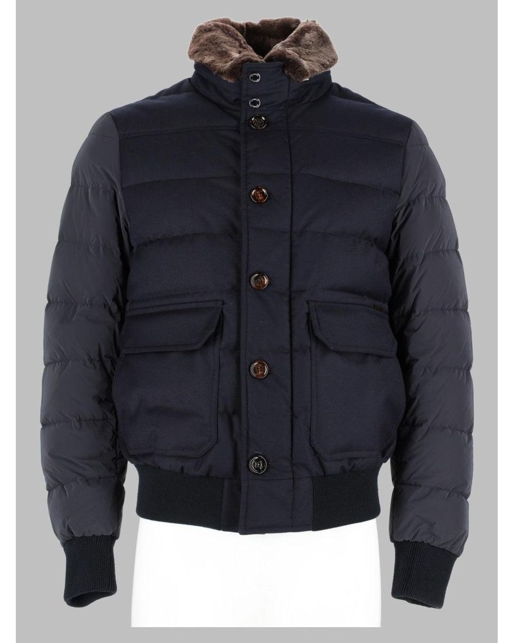 Moorer Blue Hooded Quilted Puffer Jacket for men