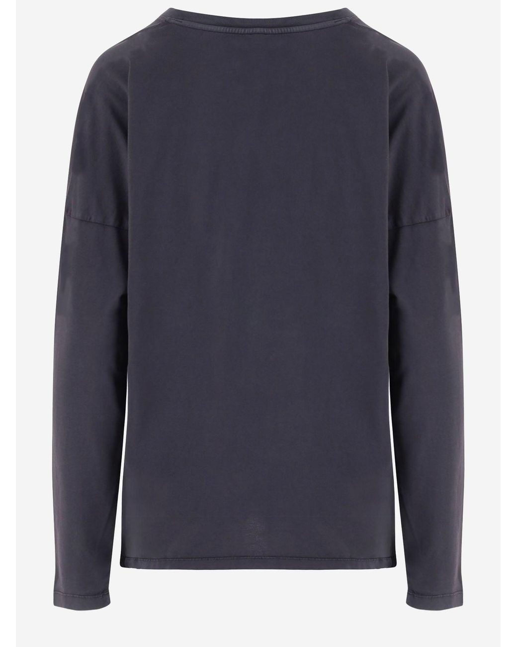 Pinko Blue Long Sleeved Cotton T Shirt With Logo