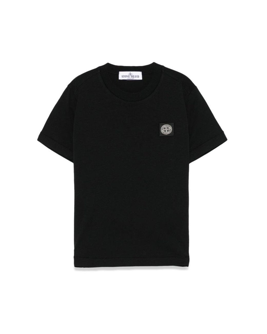 Stone Island Black T-Shirt Con Logo