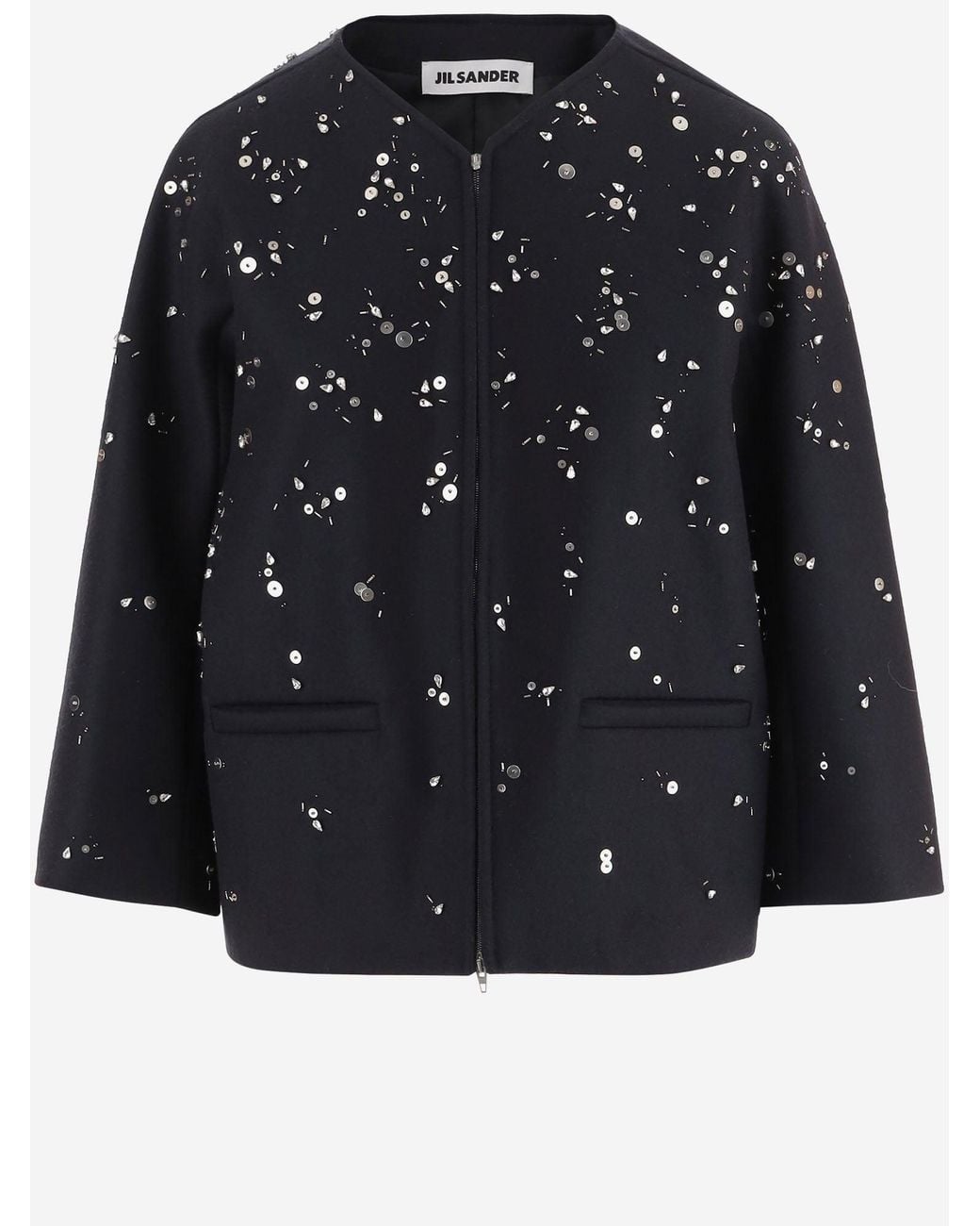 Jil Sander Black Virgin Wool Jacket With Metal Details