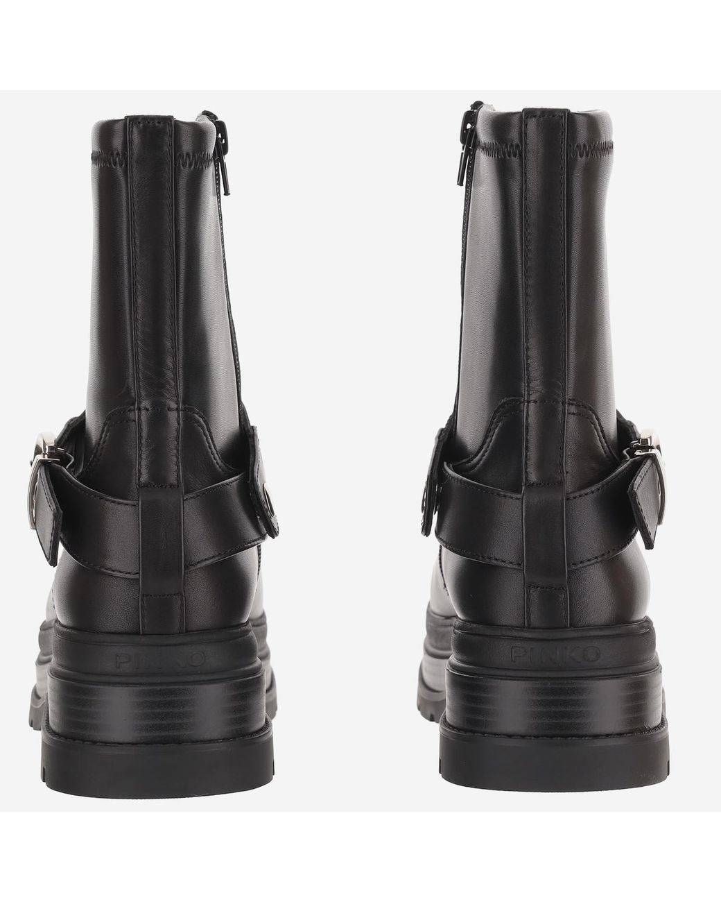 Pinko Black Ankle Boots Leather Upper: Bovine