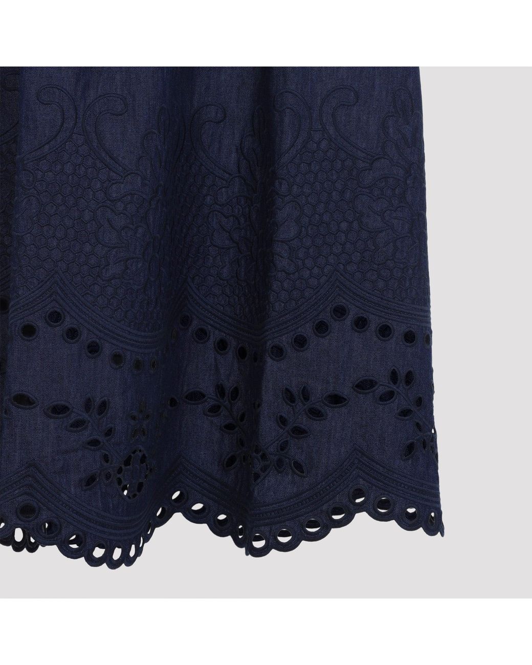 Zimmermann Blue Ink Mahon Denim Broderie Midi Dress