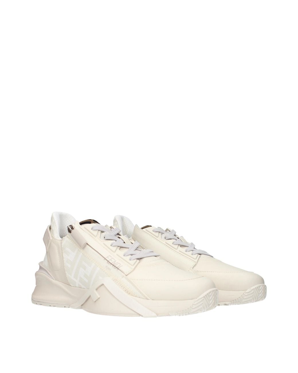 Fendi White Sneakers Flow Leather