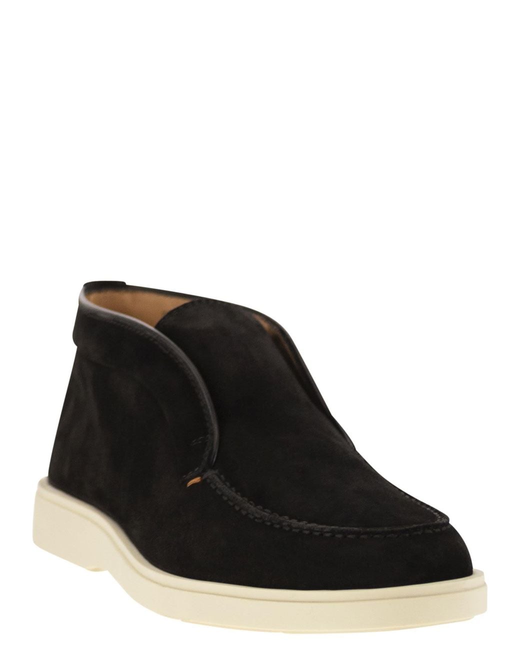 Santoni Black Suede Desert Boot for men