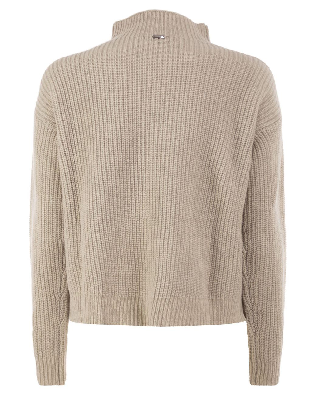 Herno Natural Pure Wool Jumper With Textured Knit And High Neck