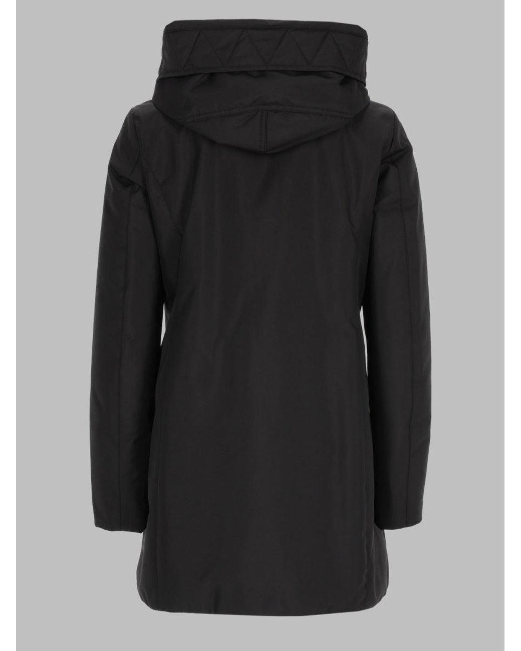Fay Black Hooded Toggle-Front Mid-Length Coat
