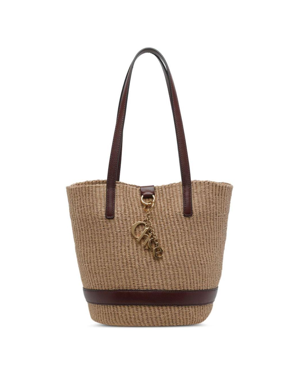 Chloé Brown Charms Rafia Basket Bag
