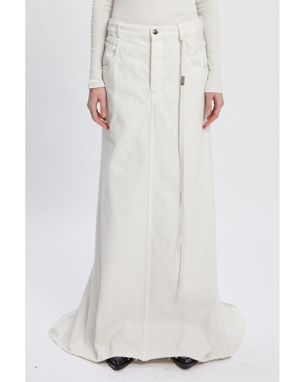 Ann Demeulemeester White Goele 5-Pockets Comfort Skirt