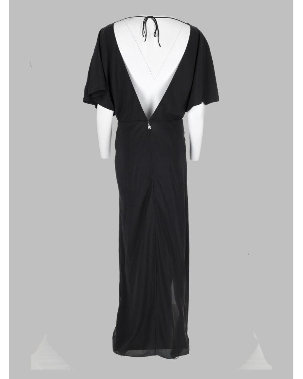 ROTATE BIRGER CHRISTENSEN Black Draped Maxi Dress With Waist Tie