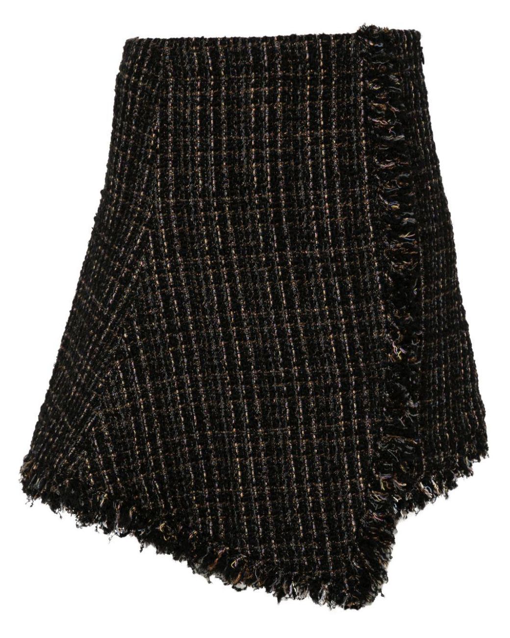Sacai Black Tweed Wool Mini Skirt