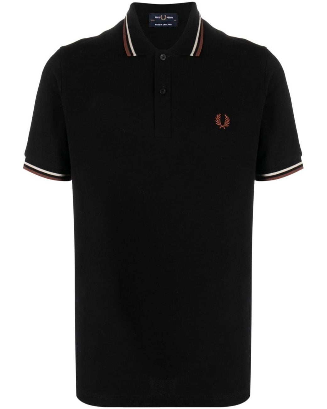 Fred Perry Black Logo Cotton Polo Shirt for men