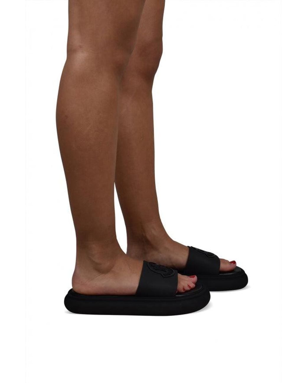 Moncler Black Rubber Sole Logo Slippers