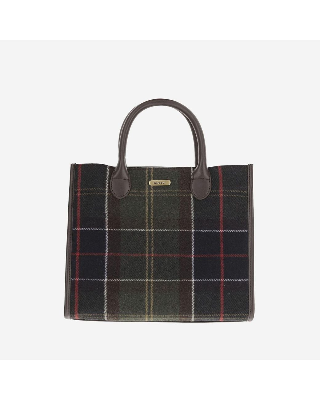 Barbour Black Tote Bag Barrhill Wool-Mix Checked Polyester Handbags