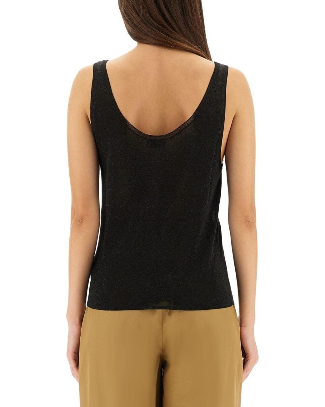 Saint Laurent Black Lurex Knit Tank Top Viscose Polyester