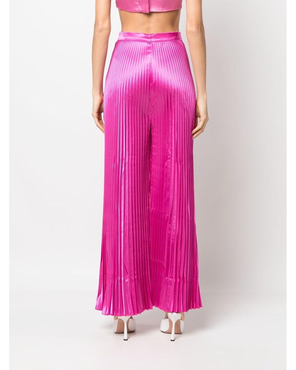 LIDEE Woman Pink High Waisted Wide Leg Pants
