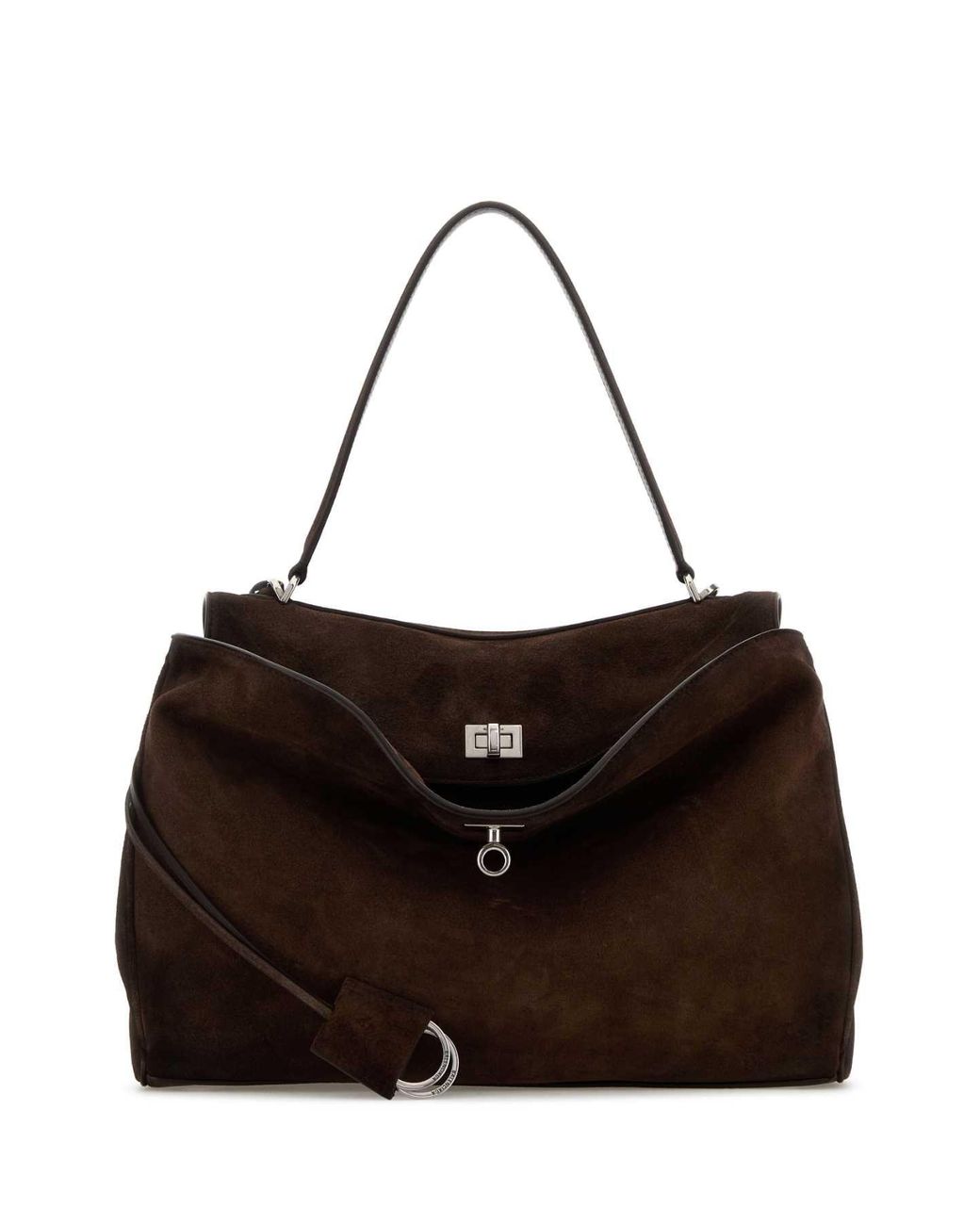 Balenciaga Black Dark Suede Medium Rodeo Handbag