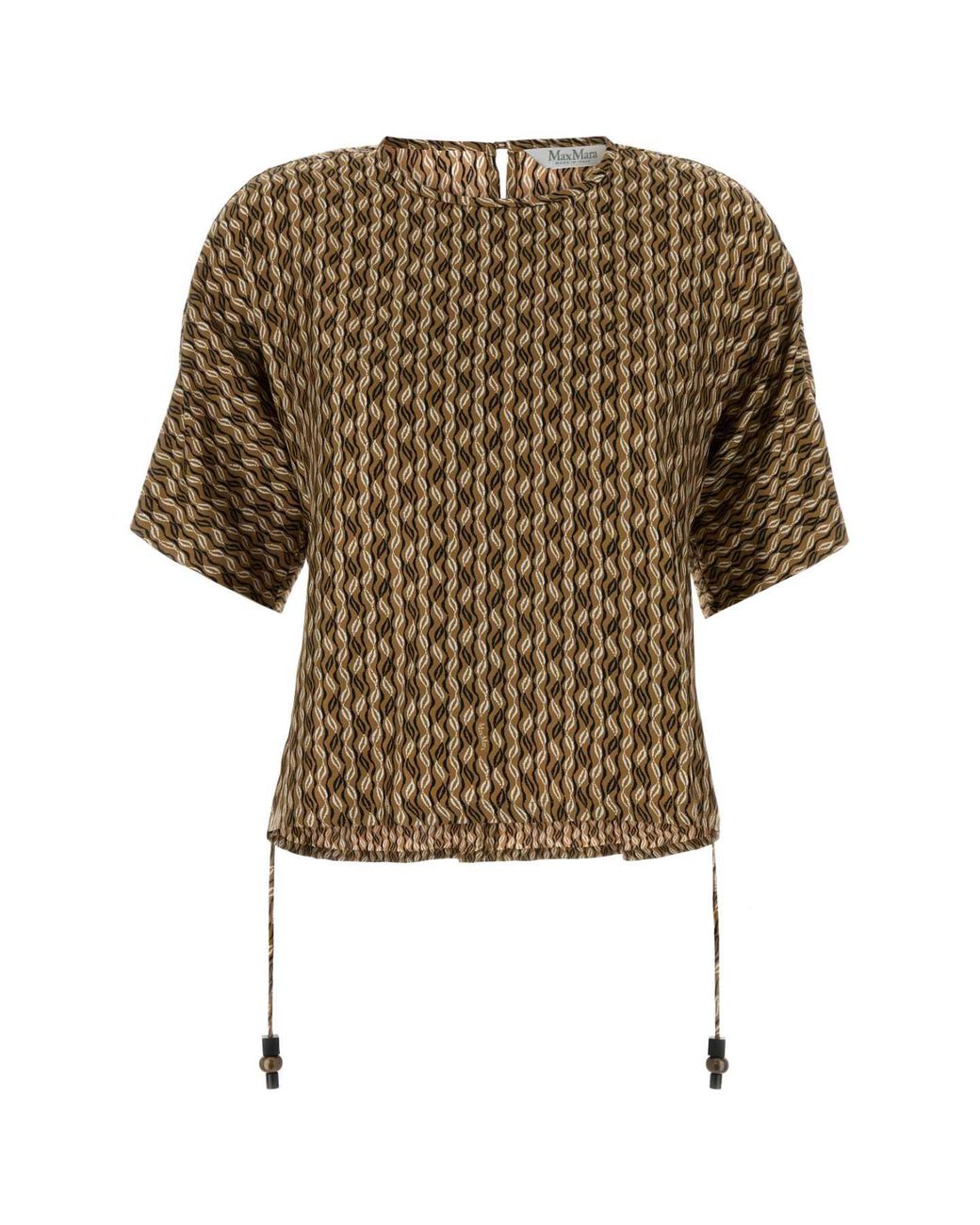 Max Mara Brown Printed Silk Nordica Blouse