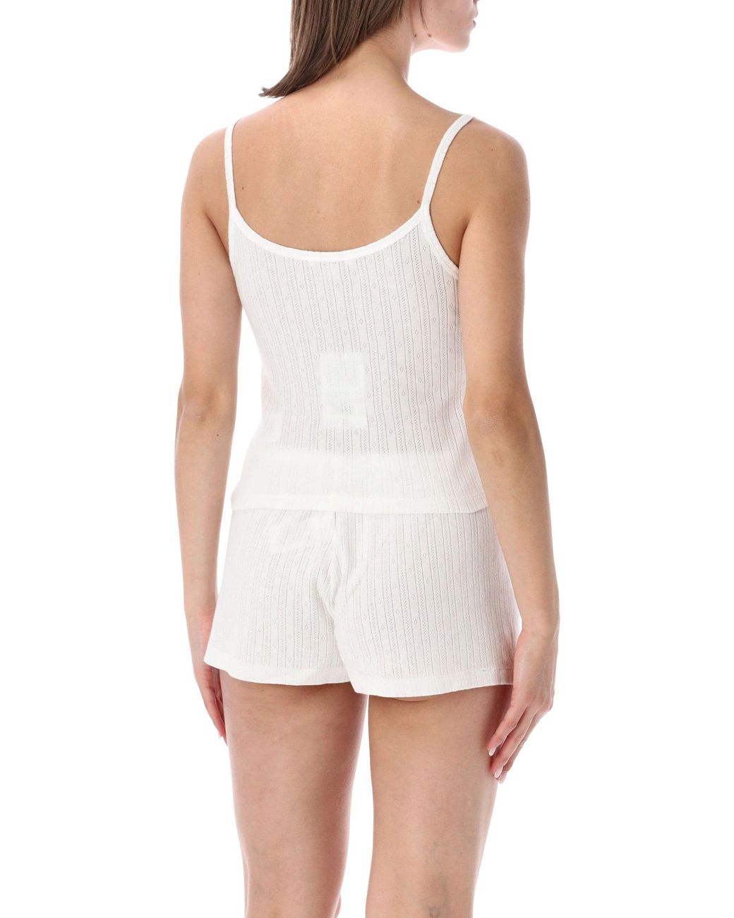 Sporty & Rich White Sporty & Rich Sporty & Rich Pointelle Logo Tank