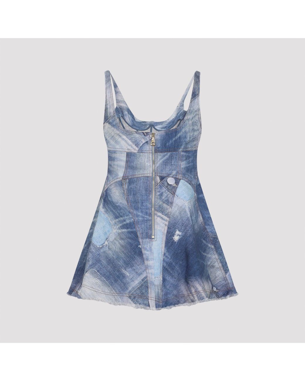Roberto Cavalli Blue Cotton Mini Dress