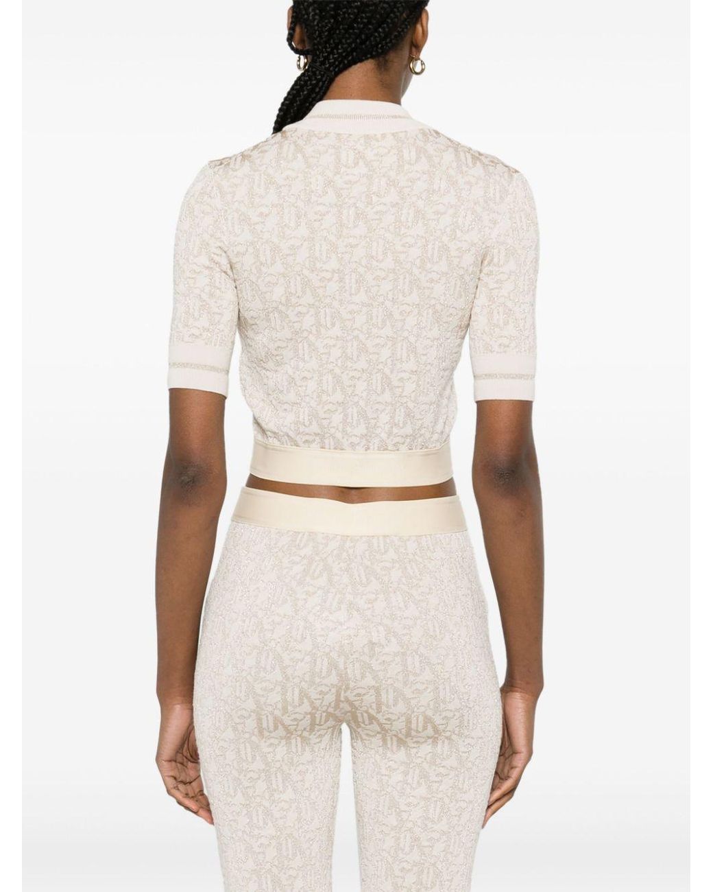 Palm Angels White Monogramm in Lurex -Strick geschnitten