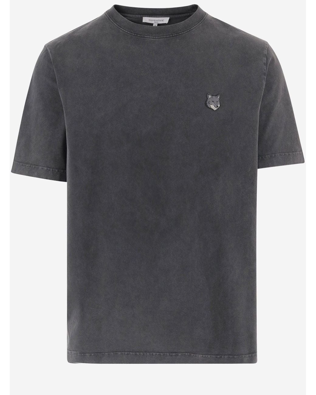 Maison Kitsuné Black Cotton T Shirt With Embroidered Fox Logo