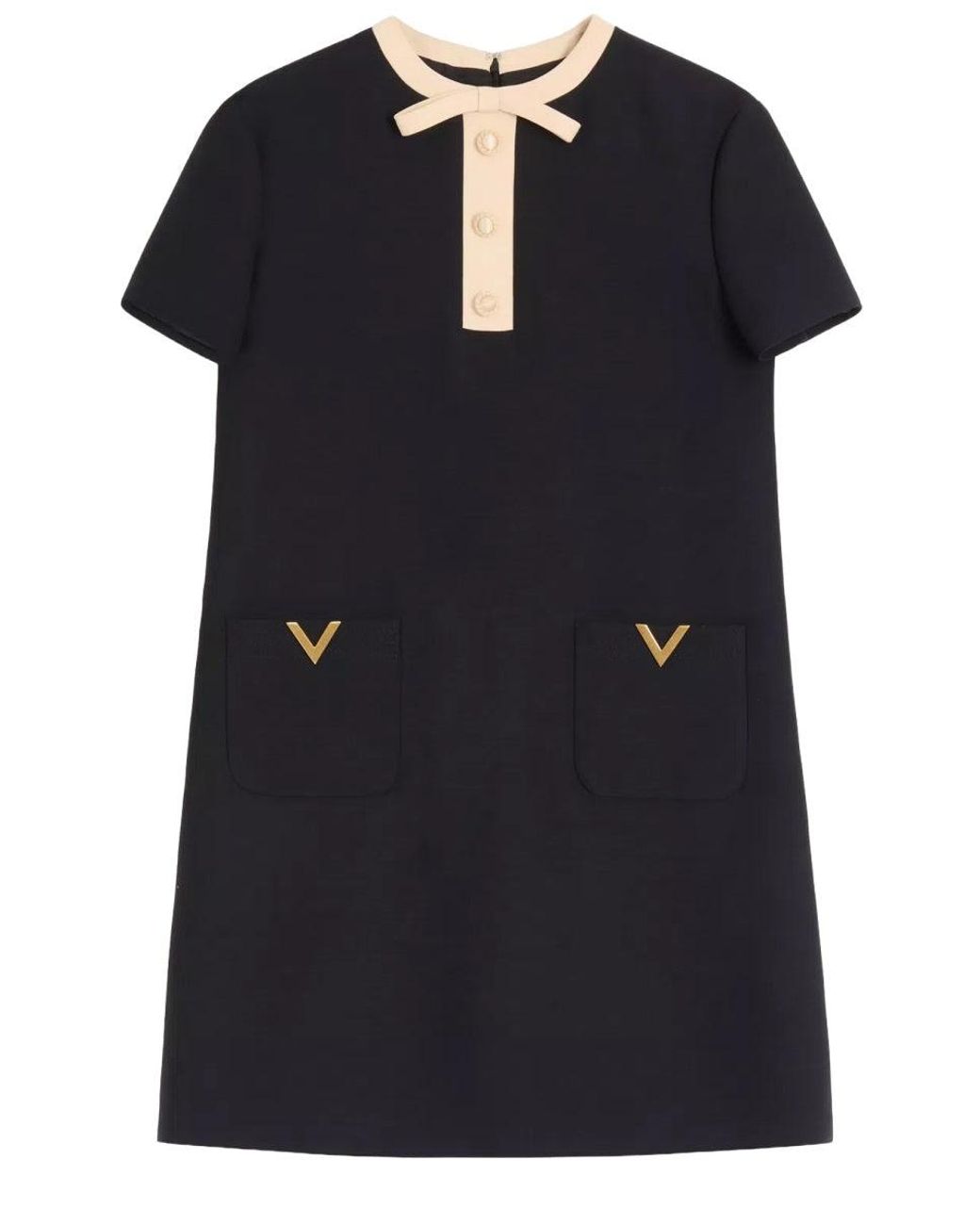 Valentino Black Wool And Silk Mini Dress