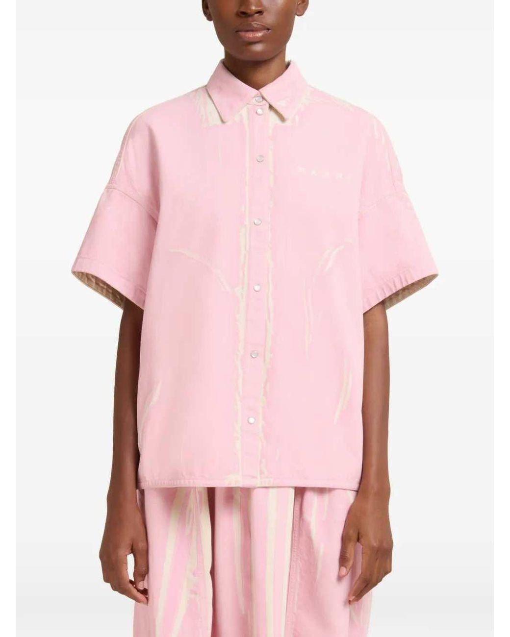 Marni Pink Short Sleeved Denim Shirt