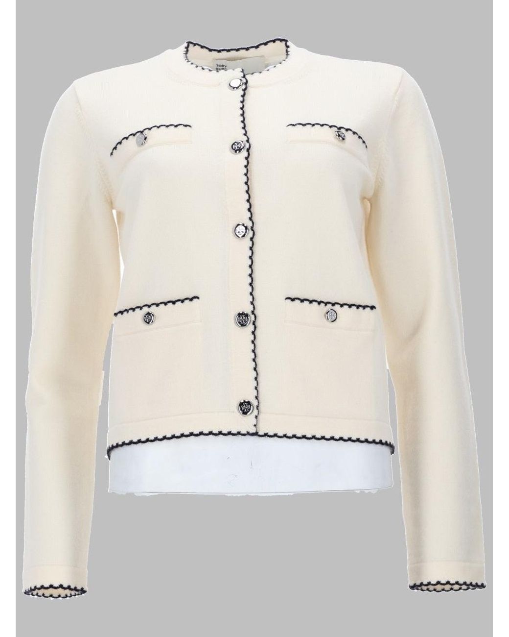 Tory Burch Natural Cardigan Kendra Wool Jumpers