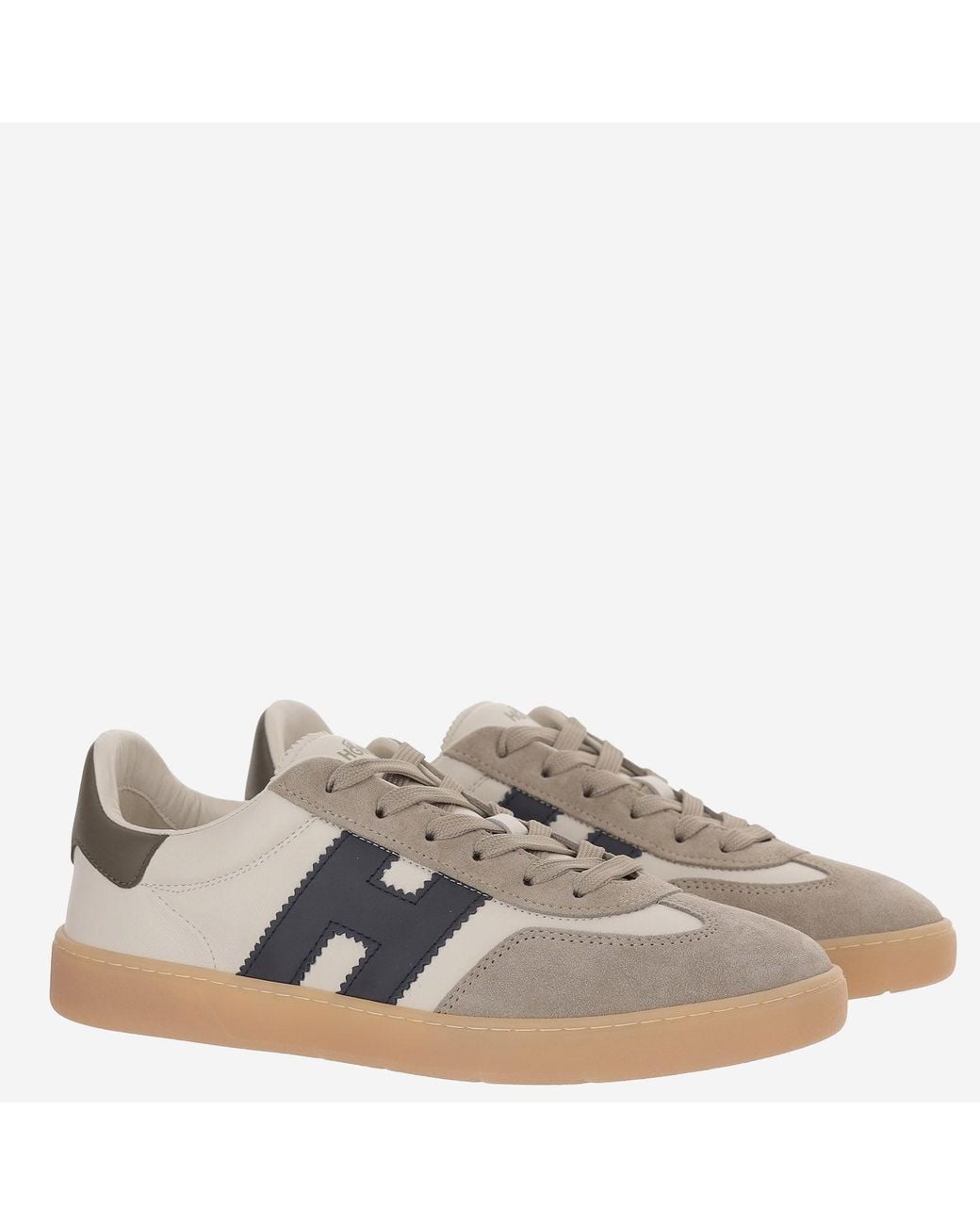 Hogan Gray Low-Top Leather Sneakers With Suede Inserts And Memory Foam Insole for men