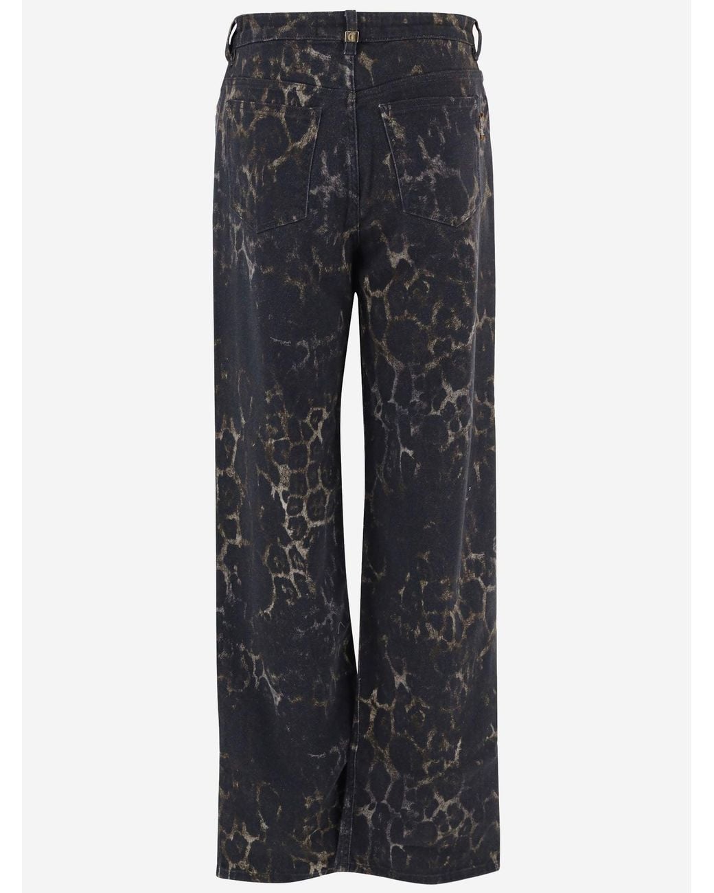 Just Cavalli Blue Stretch Cotton Pants With Animal Print