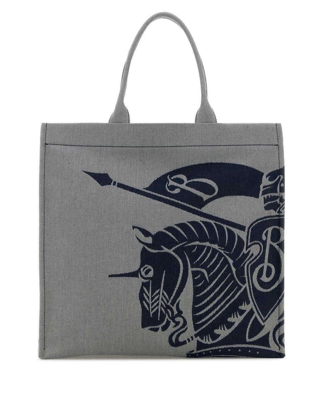 Burberry Gray Embroidered Canvas Shopping Bag for men
