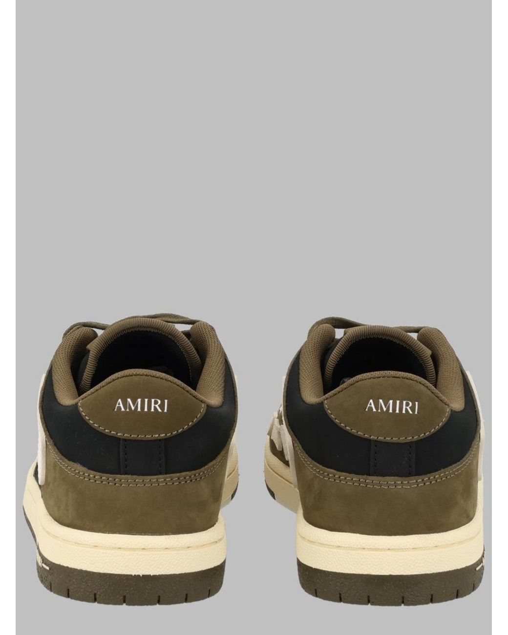 Amiri Green Low-Top Textured Leather Panel Sneakers for men