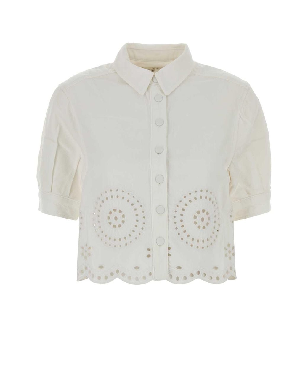 FRAME White Eyelet Denim Shirt