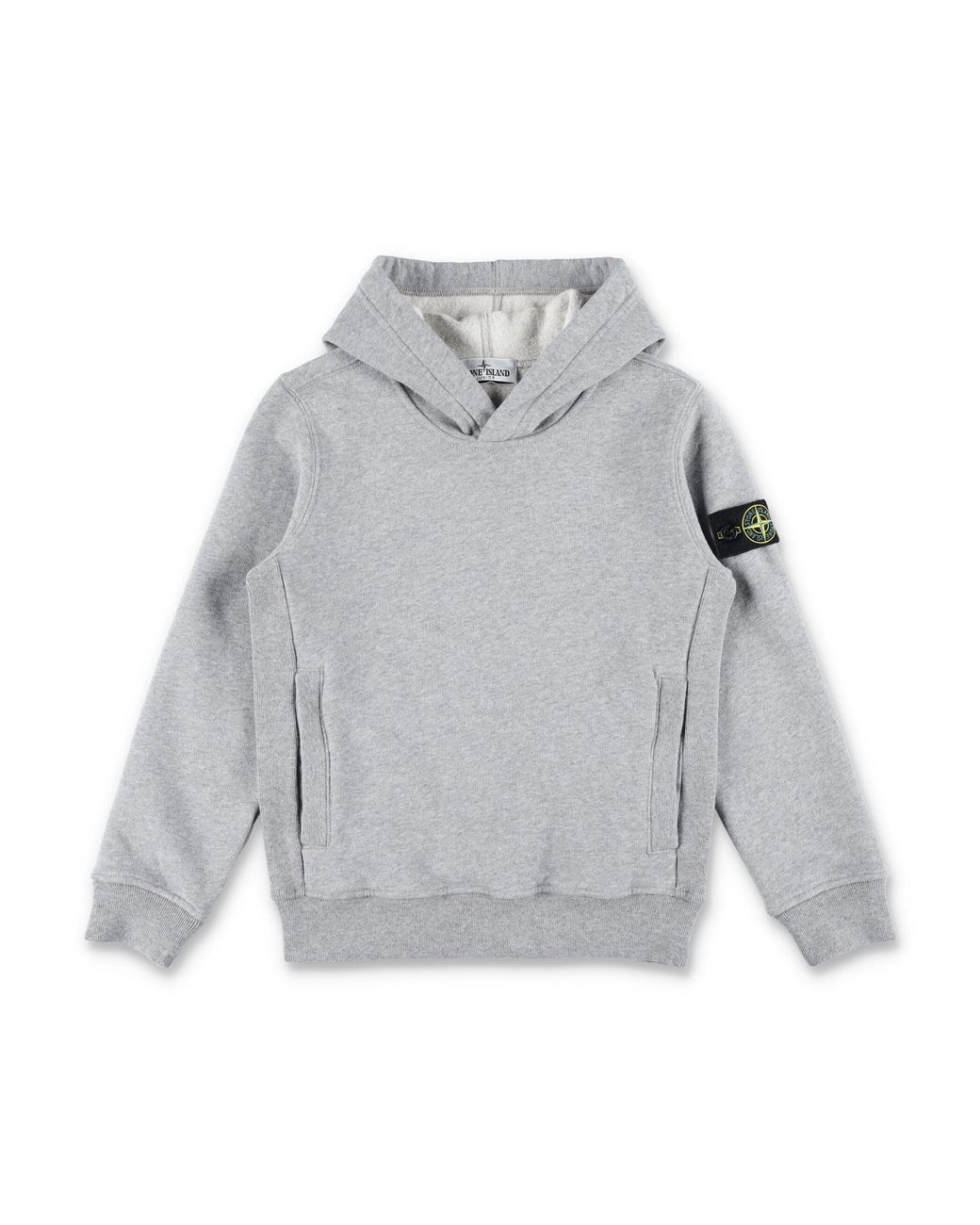 Stone Island Gray Junior Hooded Sweatshirt With Compass Badge