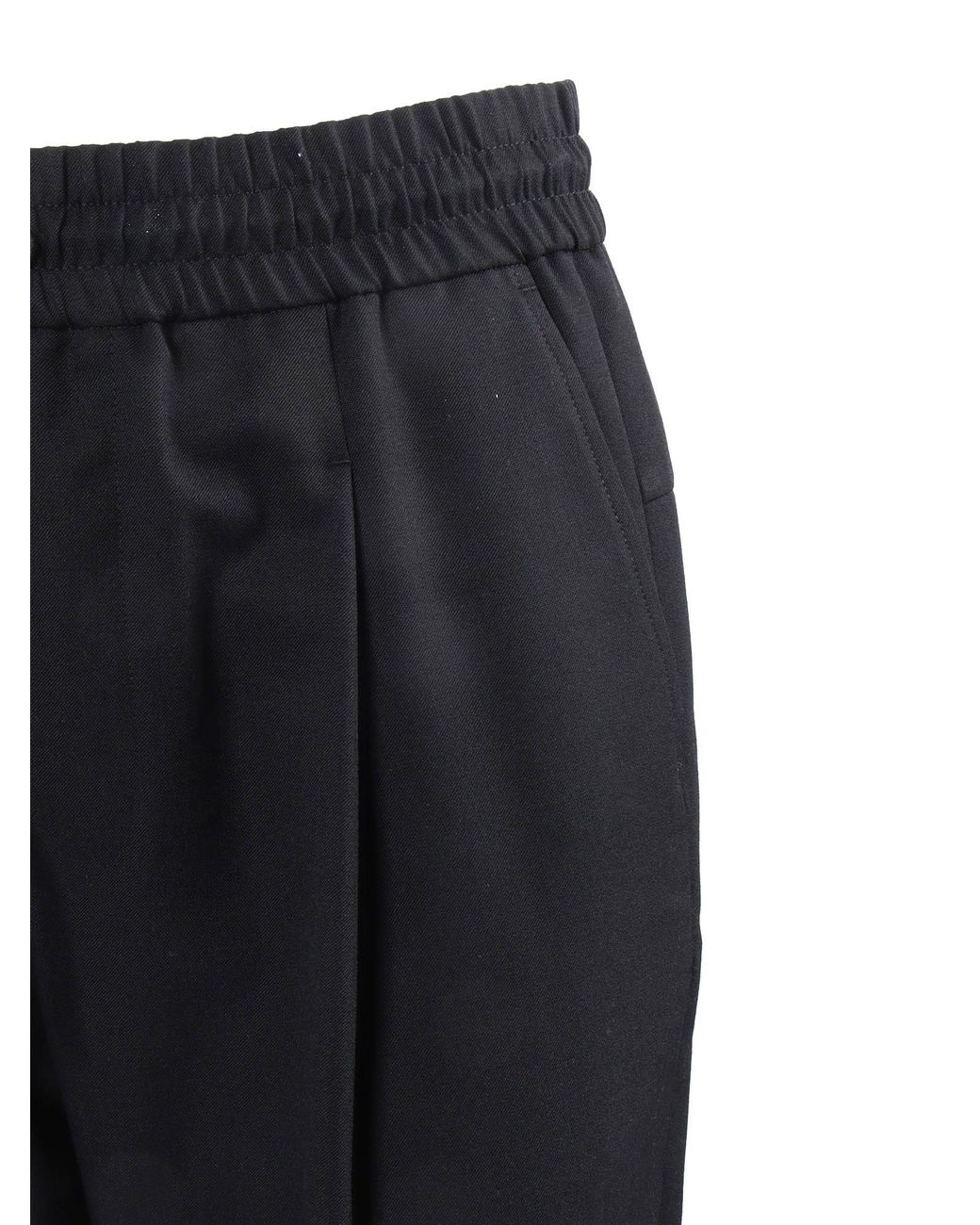 Drole de Monsieur Black Cropped Pants Virgin Wool Polyester for men