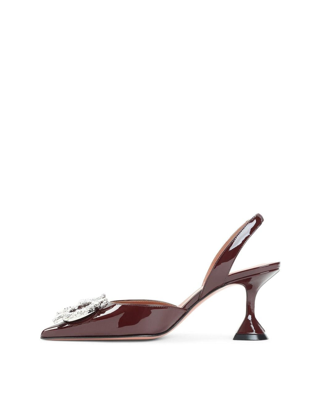AMINA MUADDI Brown Begum Slingback Pumps 7Cm Patent Leather Crystals