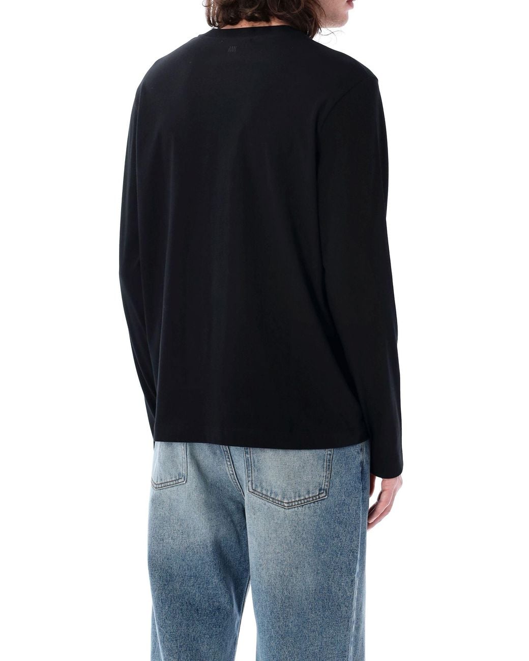 AMI Black Ami Paris Long-Sleeve Ami De Coeur T-Shirt for men