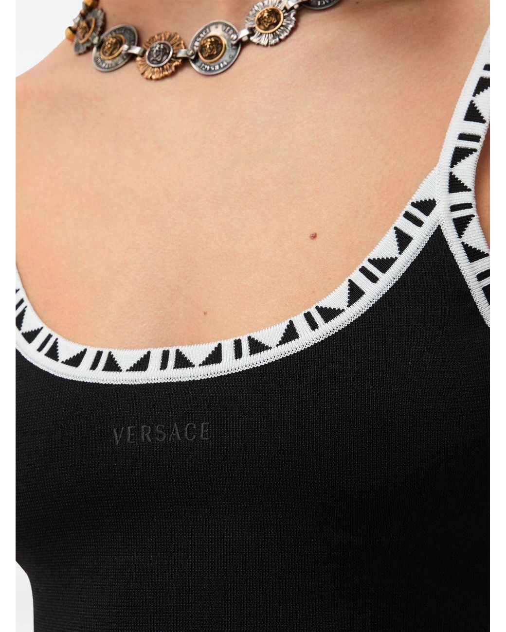Versace Black Nylon Polyester Viscose Top