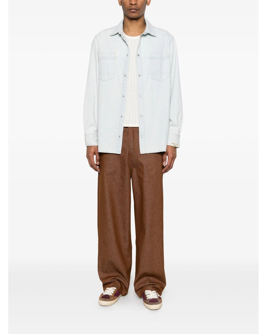 Golden Goose Deluxe Brand White Journey M's Over Shirt Pedro Pastel Full Sky Wash