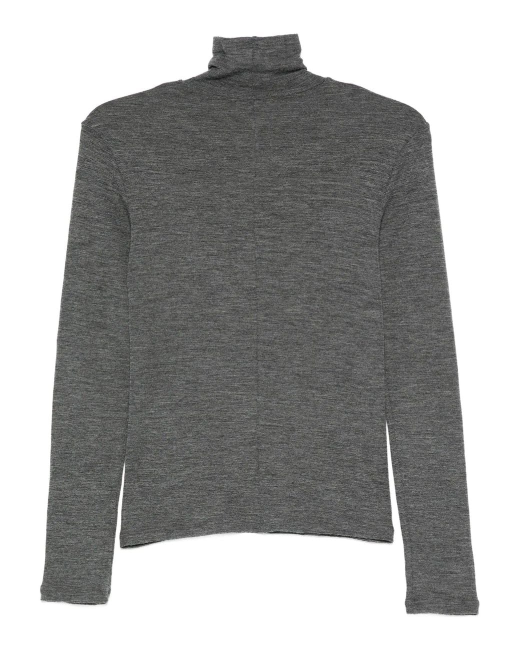 Forte_forte Gray Wool Ribbed Jersey Turtleneck T-Shirt Clothing