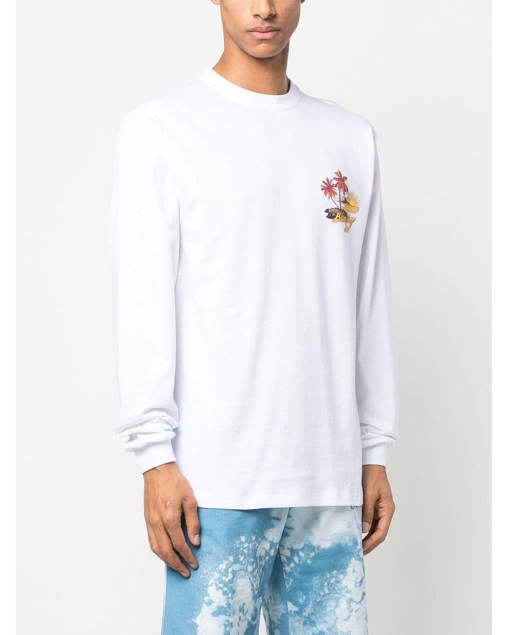 BLUE SKY INN White Logo Long Sleeve T-shirt for men