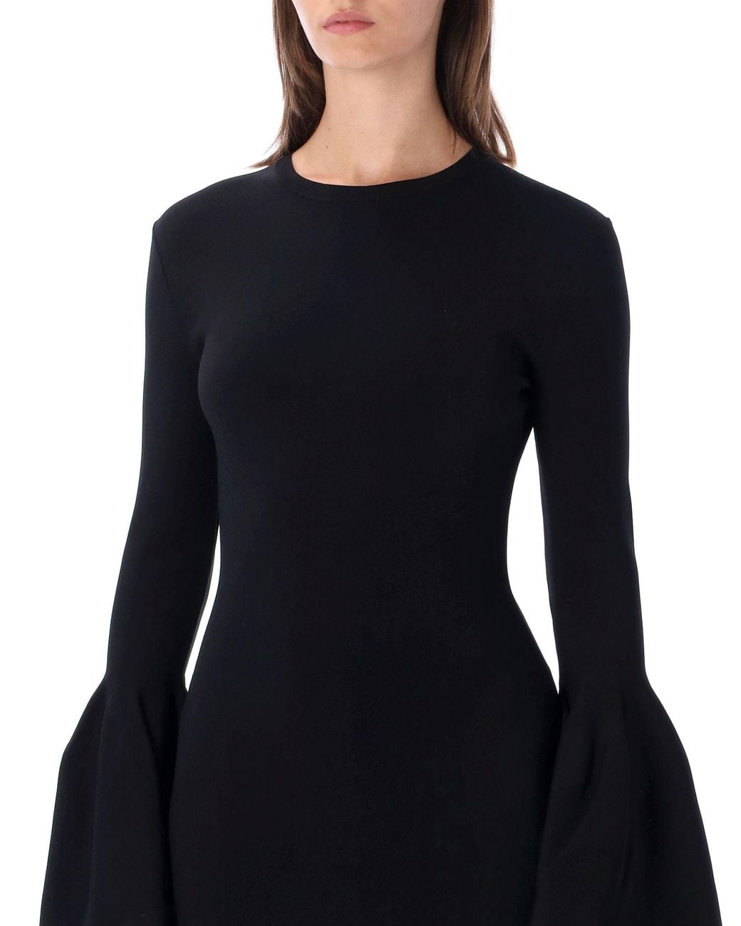 Stella McCartney Black Long Sleeve Flared Cuff Midi Dress