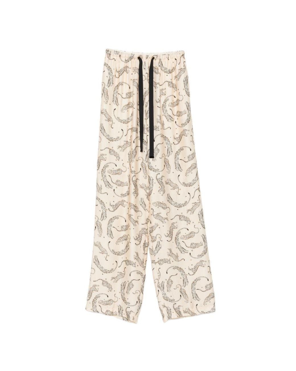 Forte_forte White Printed Drawstring Trousers