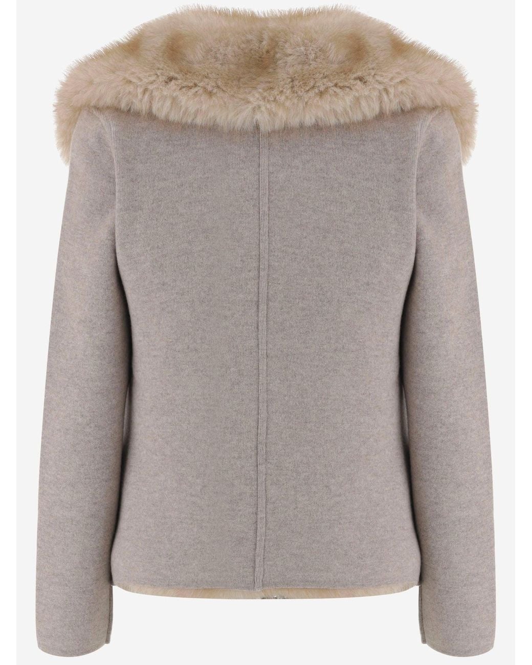 Bruno Manetti Brown Wool And Cashmere Jacket With Fur