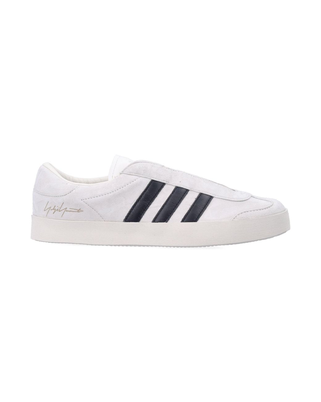 Y-3 White Gazelle Sneaker With Suede Upper And Contrasting 3-Stripes